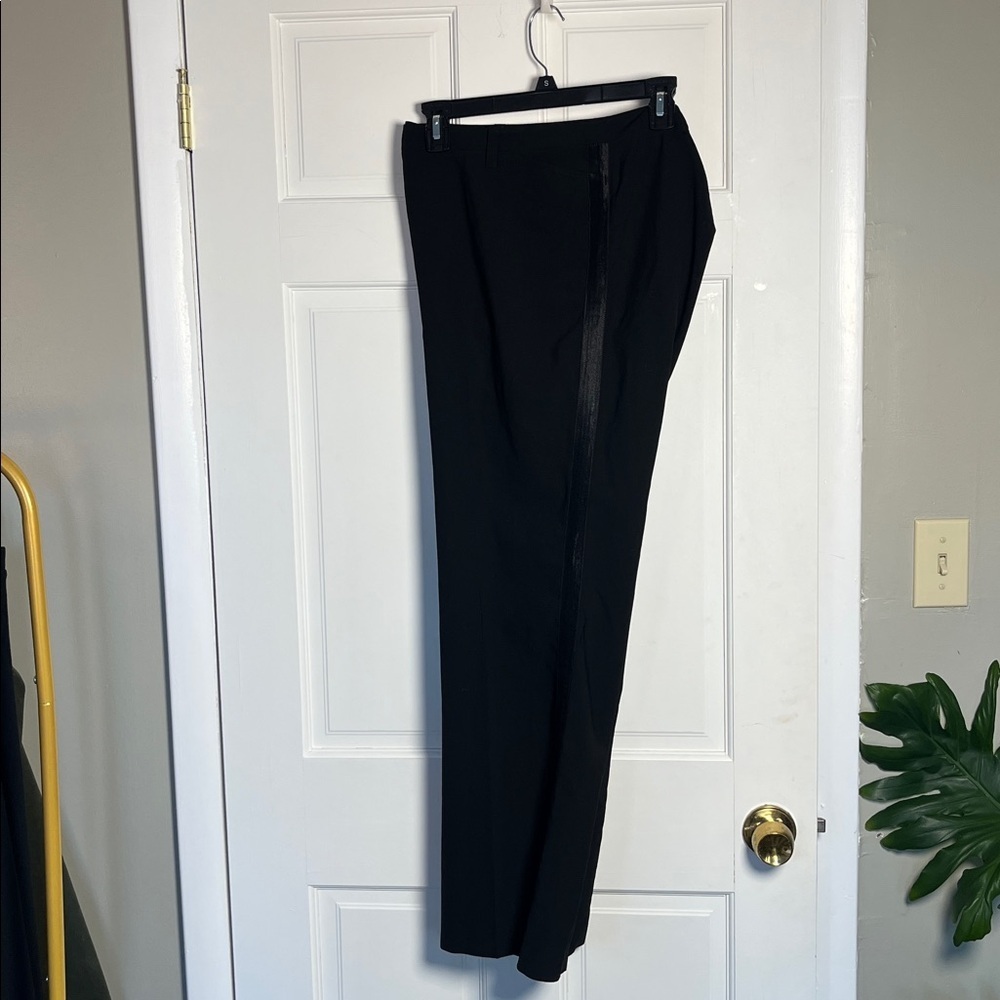 Eileen Fisher Stretch Wool Formal Pants Tuxedo Stripe Straight Leg Black 1X - Picture 4 of 9